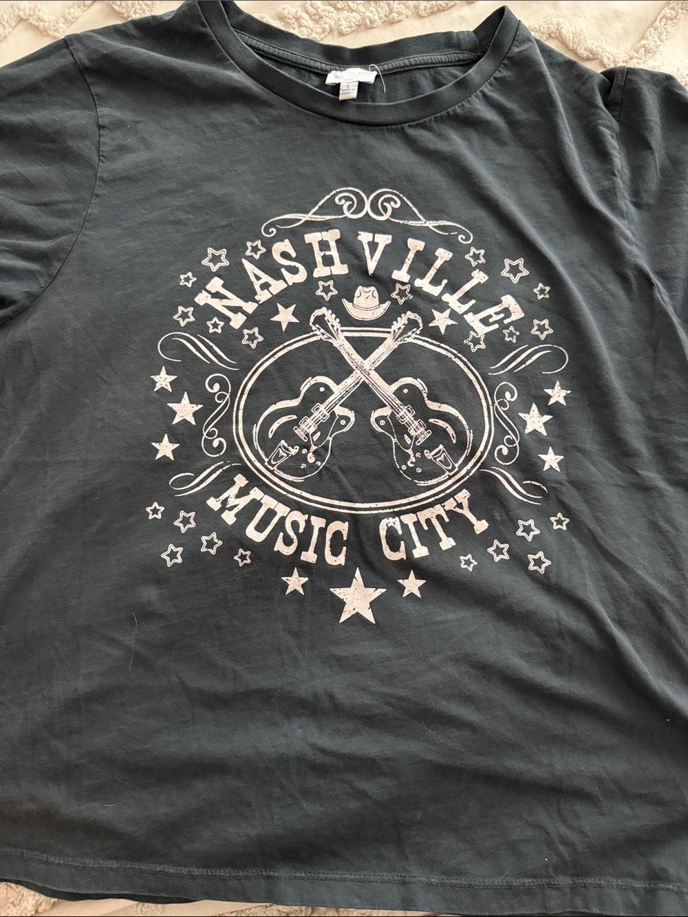 Francesca's Collections Black Nashville Music City Graphic Tee